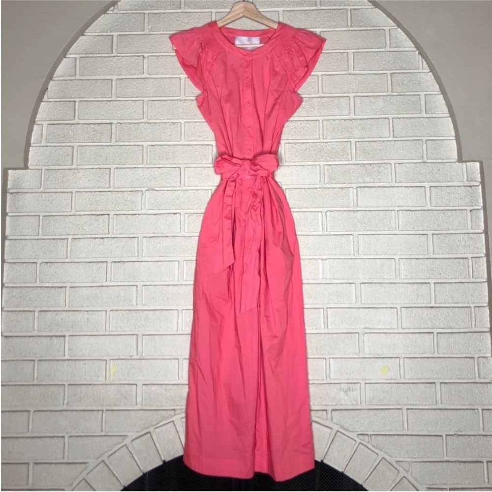 Gal Meets Glam Saffron Flutter Sleeve Jumpsuit Watermelon Size 4 NWT - Picture 2 of 11